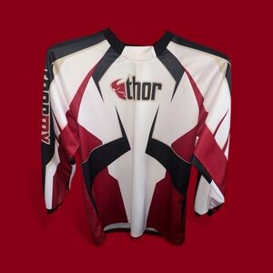 Thor Burgundy and White Racing Jersey Unisex Youth XL Dirt Bike MTB MX Moto Top